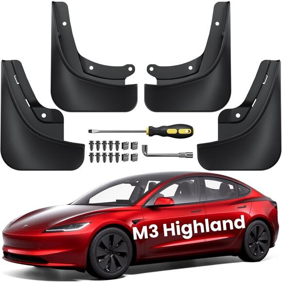 2025 Upgrade Mud Flaps Tesla Model 3 Highland Accessories No Drilling - Picture 2 of 13
